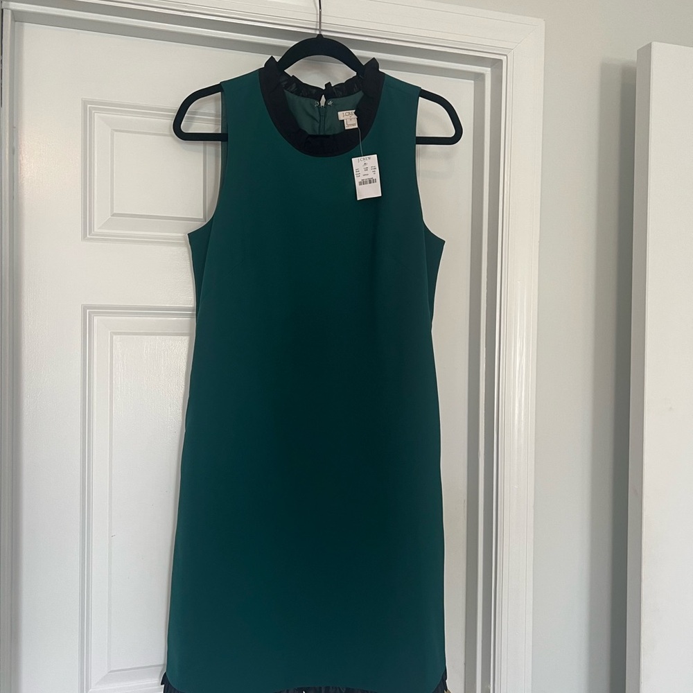 J. Crew Teal Dress with Black Collar